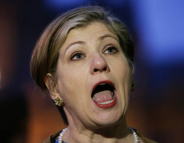 Emily Thornberry with her mouth wide oipen