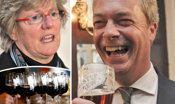 Nigel Farage with a pint